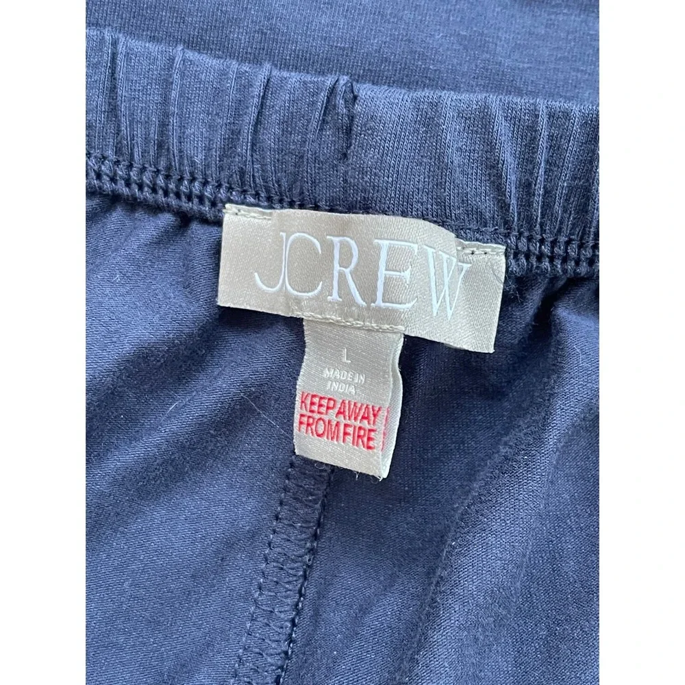 J.Crew Dreamy Cotton-blend Pajama Pant Set Navy Blue Large NEW Lounge CC660